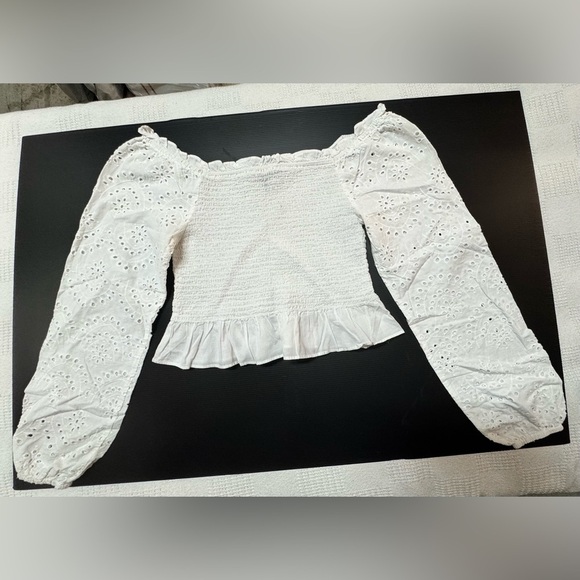 Derek Heart White Eyelet Peplum Blouse - Picture 8 of 11